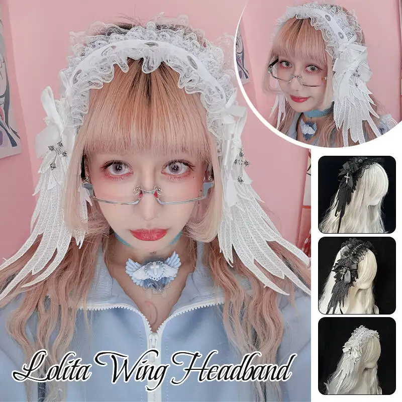 Lolita Hairwear Girls Gothic Angel Wing Headband Harajuku Hair Accessories for Cosplay Women Lace Hair Decoration
Lolita Hairwear Girls Gothic Angel Wing Headband Harajuku Hair Accessories for Cosplay Women Lace Hair Decoration