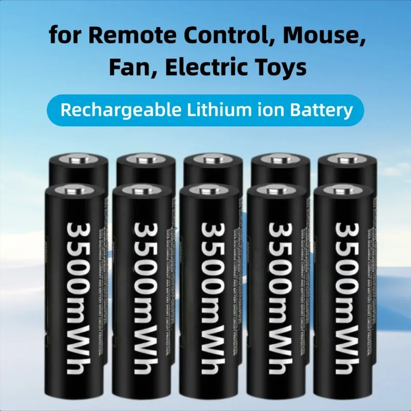 New AA 1.5V 3500MWh Rechargeable Lithium ion Battery for Remote Control, Mouse, Fan, Electric Toys
New AA 1.5V 3500MWh Rechargeable Lithium ion Battery for Remote Control, Mouse, Fan, Electric Toys