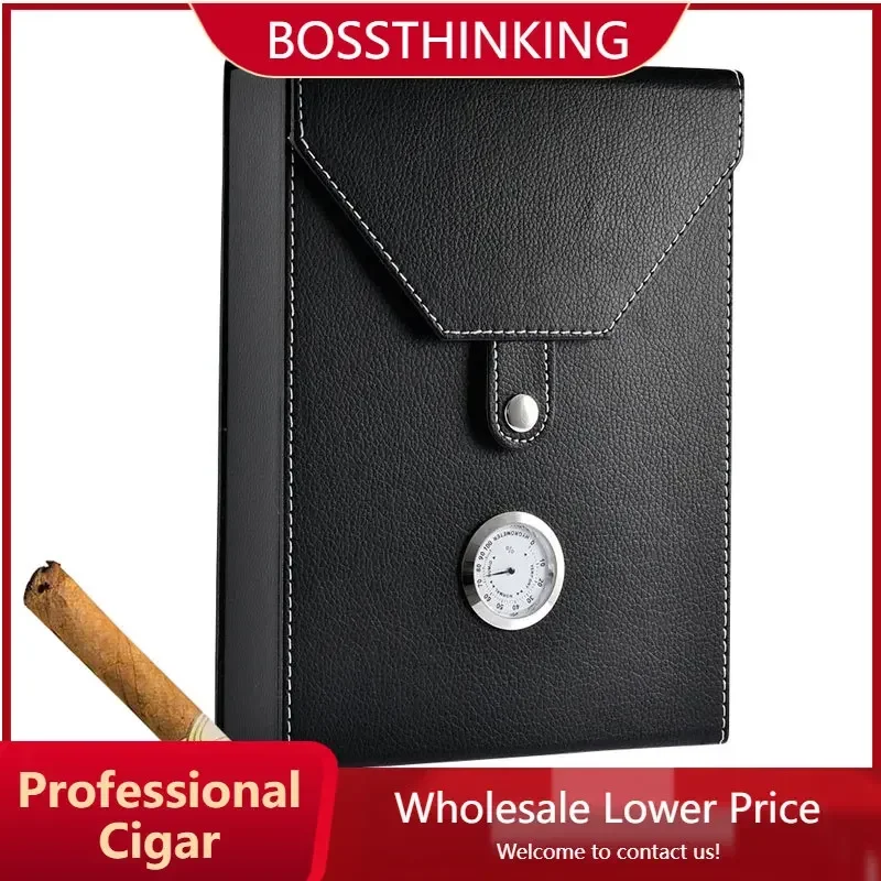 Cigar Humidor Portable Travel Cigarette Storage Container Custom PU Leather Cigar Case Box Wholesale with Hygrometer Humidifier
Cigar Humidor Portable Travel Cigarette Storage Container Custom PU Leather Cigar Case Box Wholesale with Hygrometer Humidifier