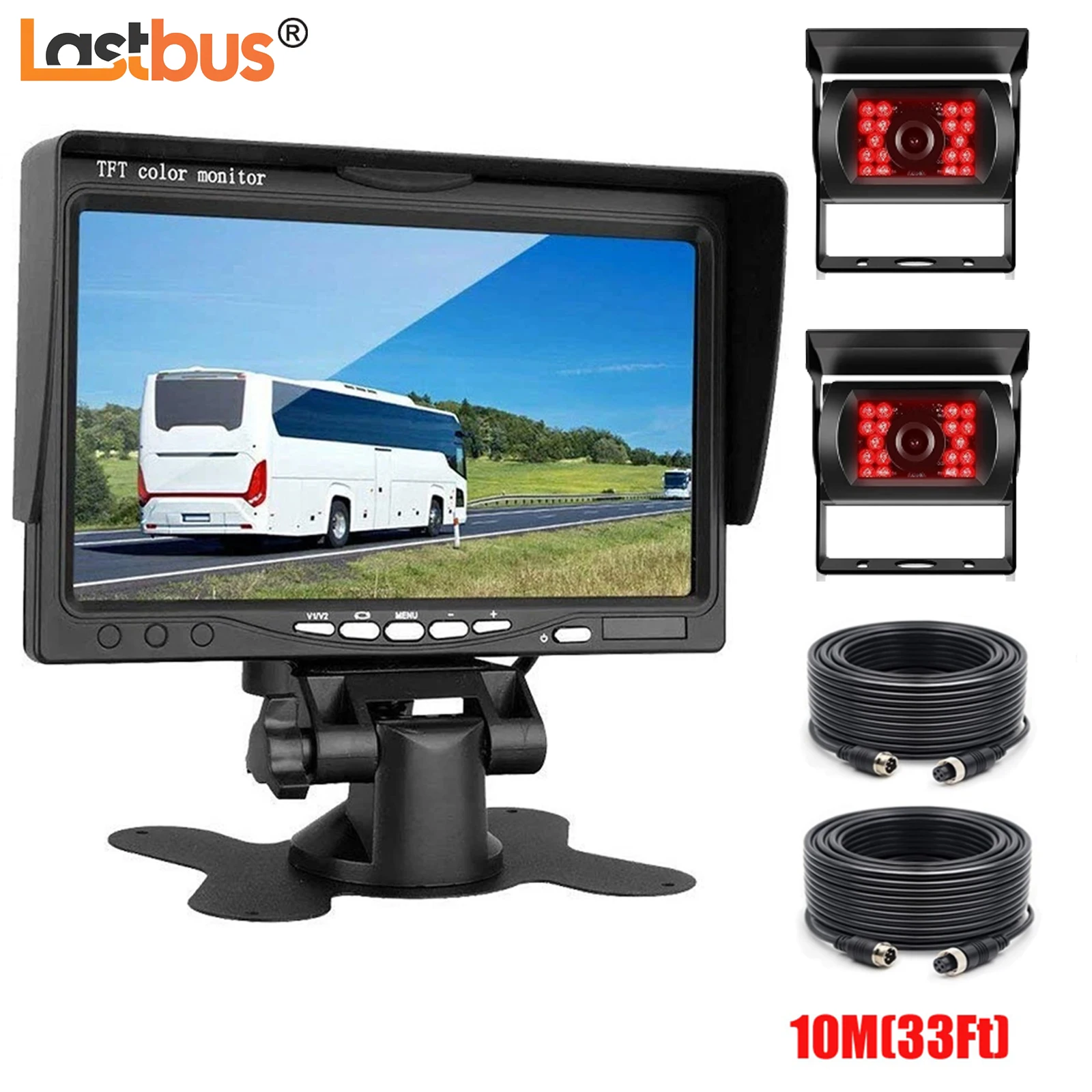 Lastbus Truck 7" HD Screen Monitor + Dual Reversing CCD 4PIN Camera IR Night Vision Waterproof IP68 For Truck Caravan BUS VAN RV
Lastbus Truck 7" HD Screen Monitor + Dual Reversing CCD 4PIN Camera IR Night Vision Waterproof IP68 For Truck Caravan BUS VAN RV