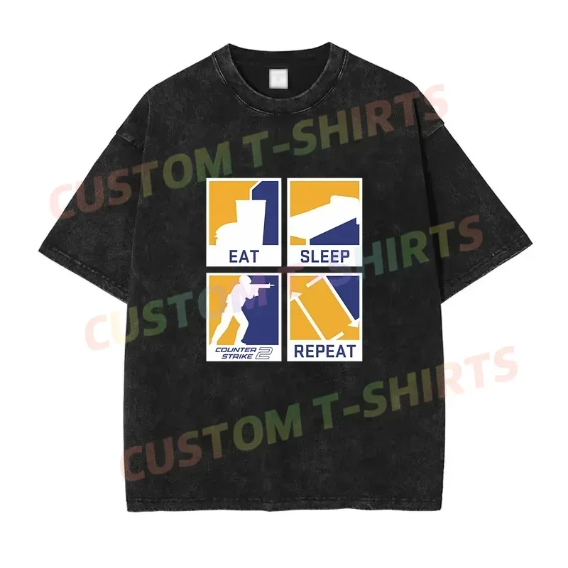 2025 Summer Vintage Cotton Washed Eat Sleep Repeat T-Shirt Black By Counter-Strike Loose T Shirts Men Y2K Hip Hop Top Tee
2025 Summer Vintage Cotton Washed Eat Sleep Repeat T-Shirt Black By Counter-Strike Loose T Shirts Men Y2K Hip Hop Top Tee