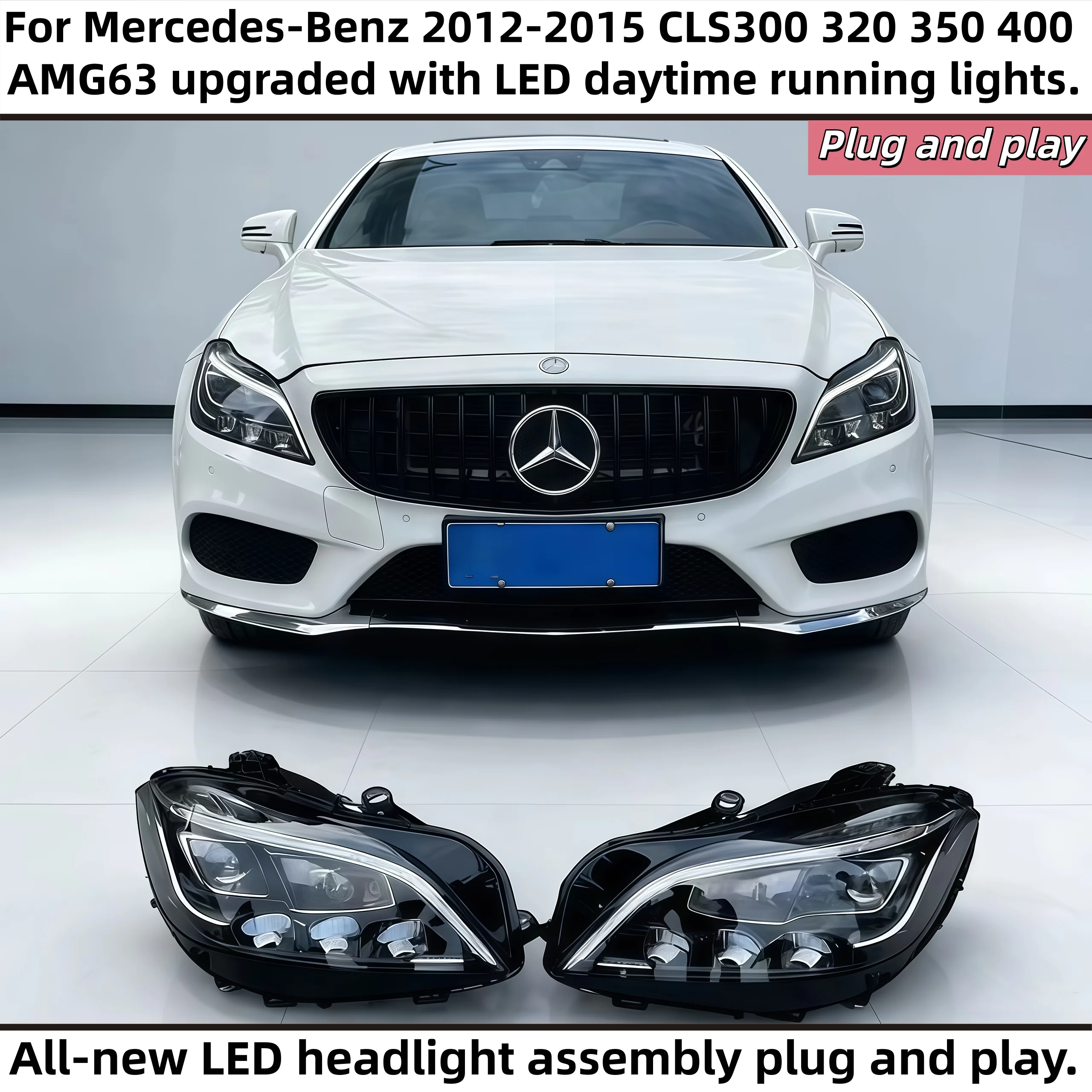 Для Mercedes-Benz 2012-2015 CLS300 320 350 400 AMG63 обновленные светодиодные дневные ходовые огни в сборе Plug and Play
Для Mercedes-Benz 2012-2015 CLS300 320 350 400 AMG63 обновленные светодиодные дневные ходовые огни в сборе Plug and Play