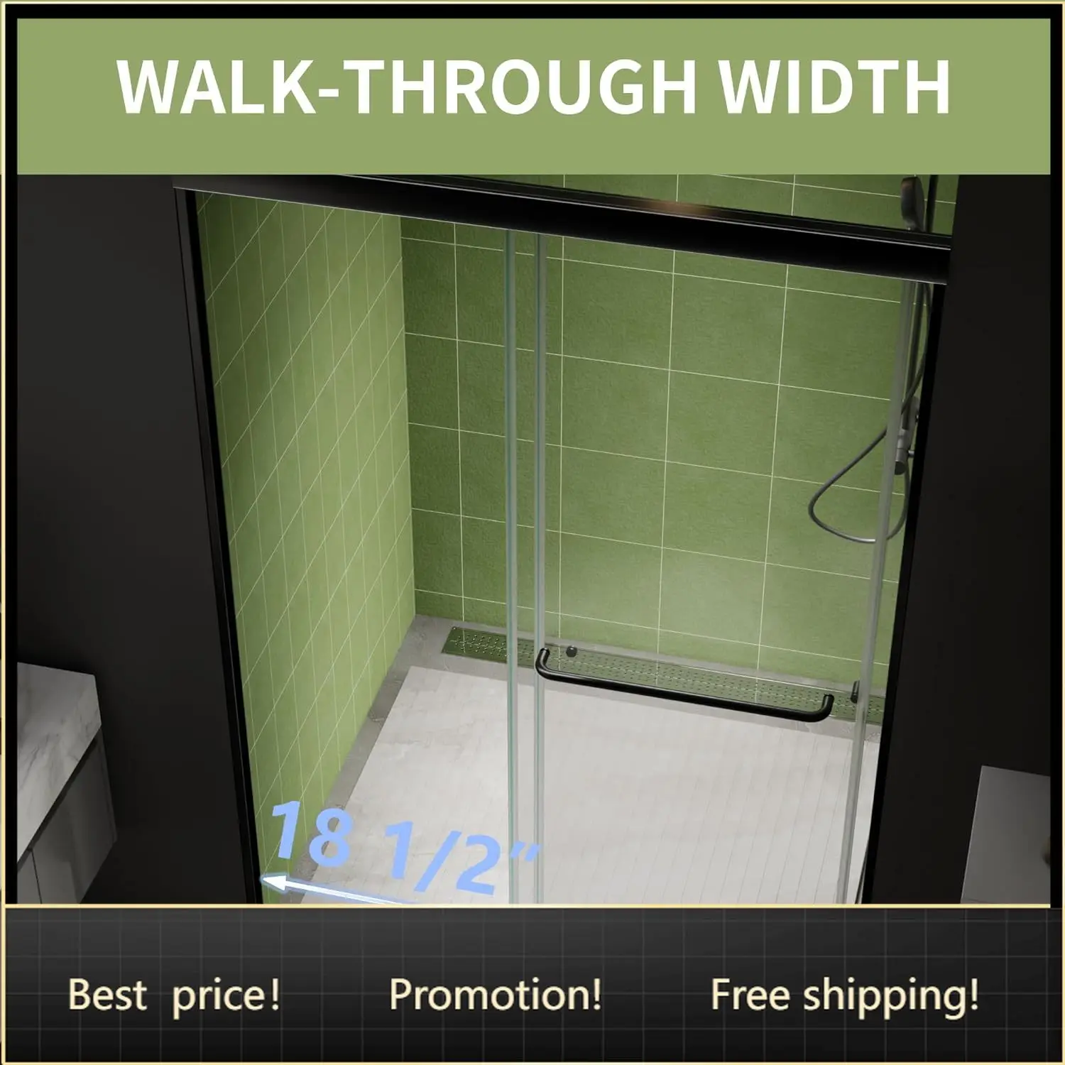44-48 in.W x70 in.H Semi-Frameless Sliding Shower Door,Sliding Shower Door with 1/4" (6mm) Clear SGCC Tempered Glass,Matte Black
44-48 in.W x70 in.H Semi-Frameless Sliding Shower Door,Sliding Shower Door with 1/4" (6mm) Clear SGCC Tempered Glass,Matte Black