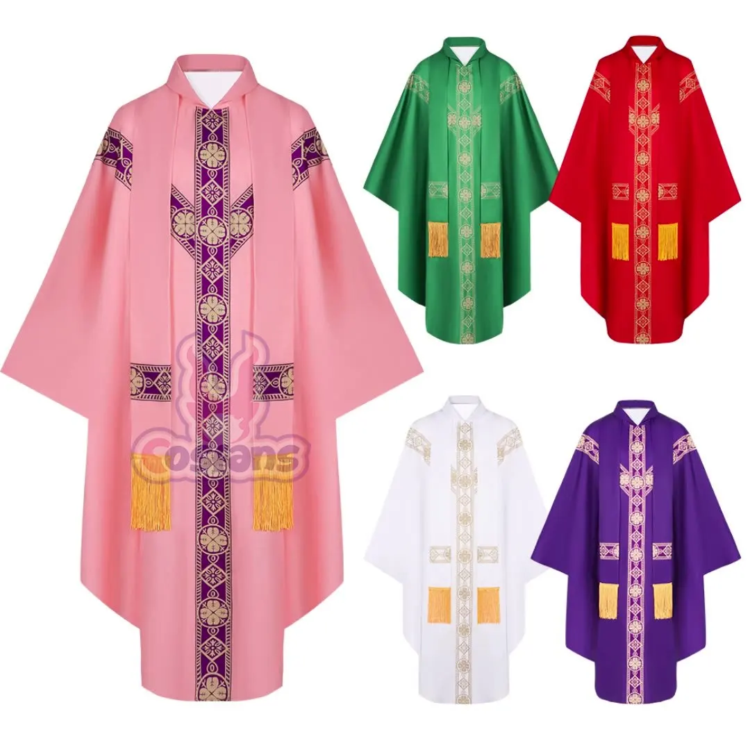 HaHalloween Священник Косплей Праздник Chasuble Католическая Церковь Отец Массовые Вечерние Халат с Кисточкой Духовенство Халат для Мужской Костюм
HaHalloween Священник Косплей Праздник Chasuble Католическая Церковь Отец Массовые Вечерние Халат с Кисточкой Духовенство Халат для Мужской Костюм