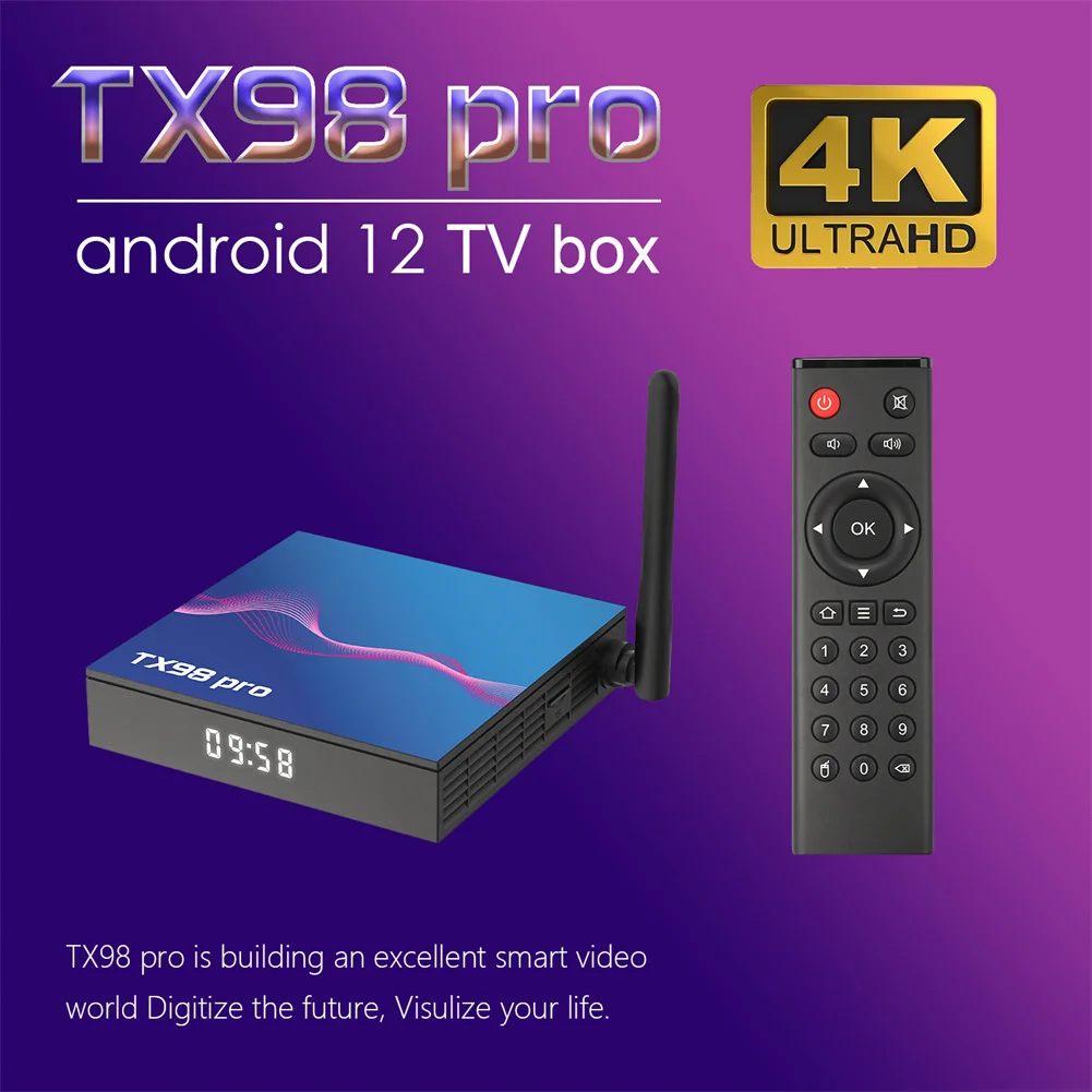 ТВ-приставка TX98 Pro 12,0 HD, двухчастотный ТВ-плеер WIFI6 + BT5 с высокоскоростным ЦП, умный медиаплеер, ТВ-приставка для дома
ТВ-приставка TX98 Pro 12,0 HD, двухчастотный ТВ-плеер WIFI6 + BT5 с высокоскоростным ЦП, умный медиаплеер, ТВ-приставка для дома