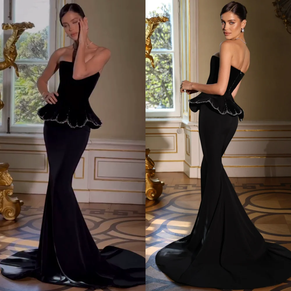 Customized Classic Elegant Jersey Sequined Pleat Trumpet Strapless Long Dresses Bespoke Occasion Fashion
Customized Classic Elegant Jersey Sequined Pleat Trumpet Strapless Long Dresses Bespoke Occasion Fashion