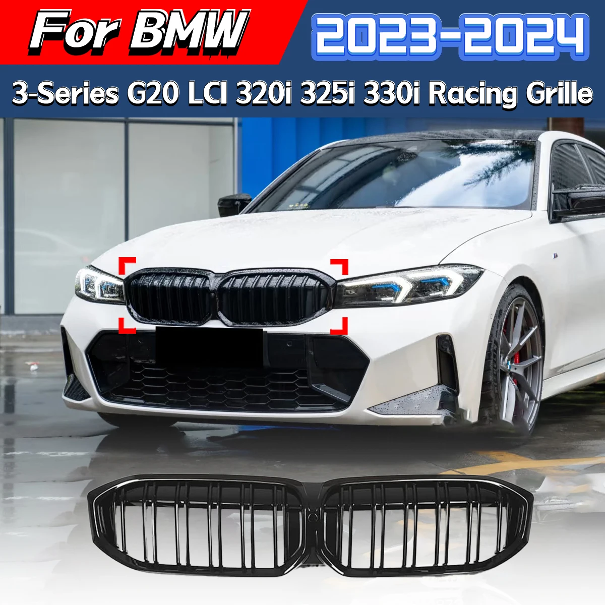For BMW 3-Series G20 LCI 320i 325i 330i 2023 2024 Automobile Front Bumper Grille Racing Style Water Tank Protection Cover Kit
For BMW 3-Series G20 LCI 320i 325i 330i 2023 2024 Automobile Front Bumper Grille Racing Style Water Tank Protection Cover Kit