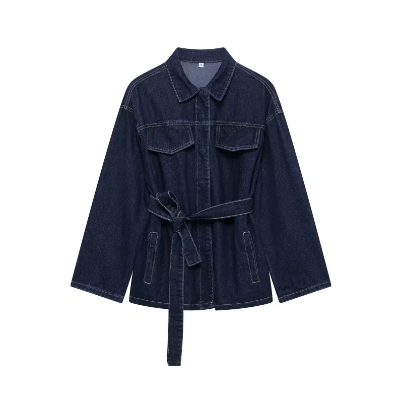 Women's European & American Style New Loose Denim Jacket with Belt, Lapel, Long Sleeves and Stitch Detailing for Fall 2026
Women's European & American Style New Loose Denim Jacket with Belt, Lapel, Long Sleeves and Stitch Detailing for Fall 2026