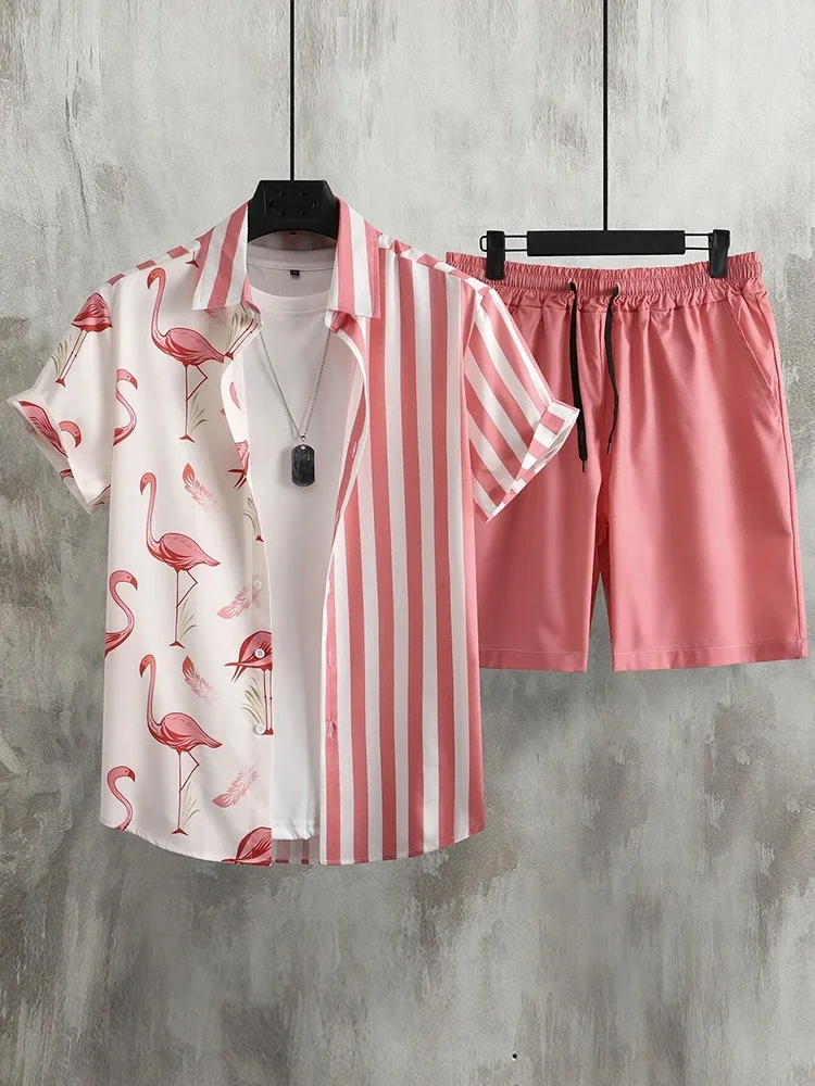 Men's Short-sleeved Shirt And Beach Shorts Set Flamingo Print Stylish Men's Casual Shirt Summer Vacation Party Men's Shorts
Men's Short-sleeved Shirt And Beach Shorts Set Flamingo Print Stylish Men's Casual Shirt Summer Vacation Party Men's Shorts