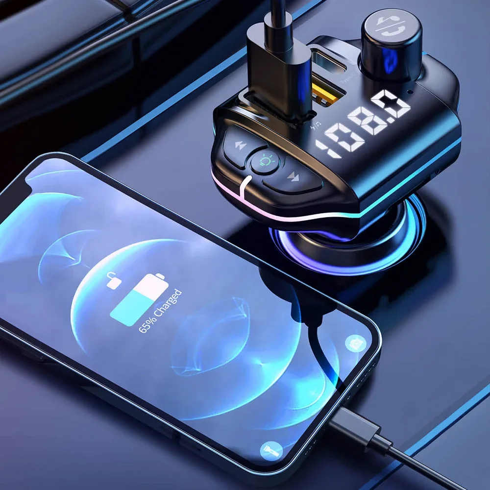 A10 Colorful Ambient Light 3.1A TYPEC Car Charger FM Transmitter Bluetooth 5.0 Car Mp3 Bluetooth Player
A10 Colorful Ambient Light 3.1A TYPEC Car Charger FM Transmitter Bluetooth 5.0 Car Mp3 Bluetooth Player