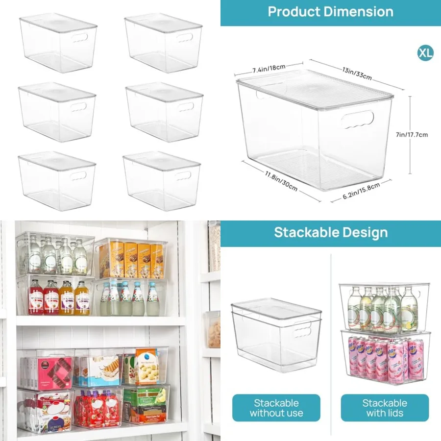 Pack Clear Stackable Storage Bins with Lids, XLarge Plastic Containers with Handle for Pantry Organizer and Storage, Perfect fo
Pack Clear Stackable Storage Bins with Lids, XLarge Plastic Containers with Handle for Pantry Organizer and Storage, Perfect fo