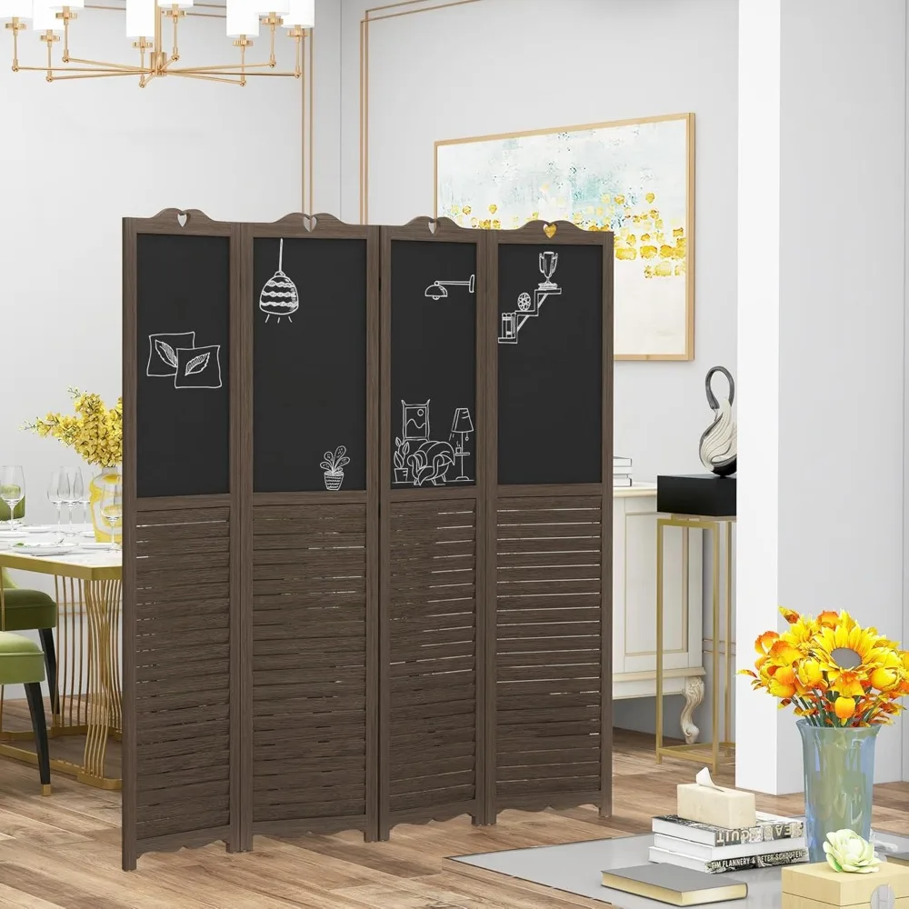 4-Panel Folding Room Divider with Blackboard, 5.5 Ft Tall Freestanding Privacy Screen Panels, Customized
4-Panel Folding Room Divider with Blackboard, 5.5 Ft Tall Freestanding Privacy Screen Panels, Customized
