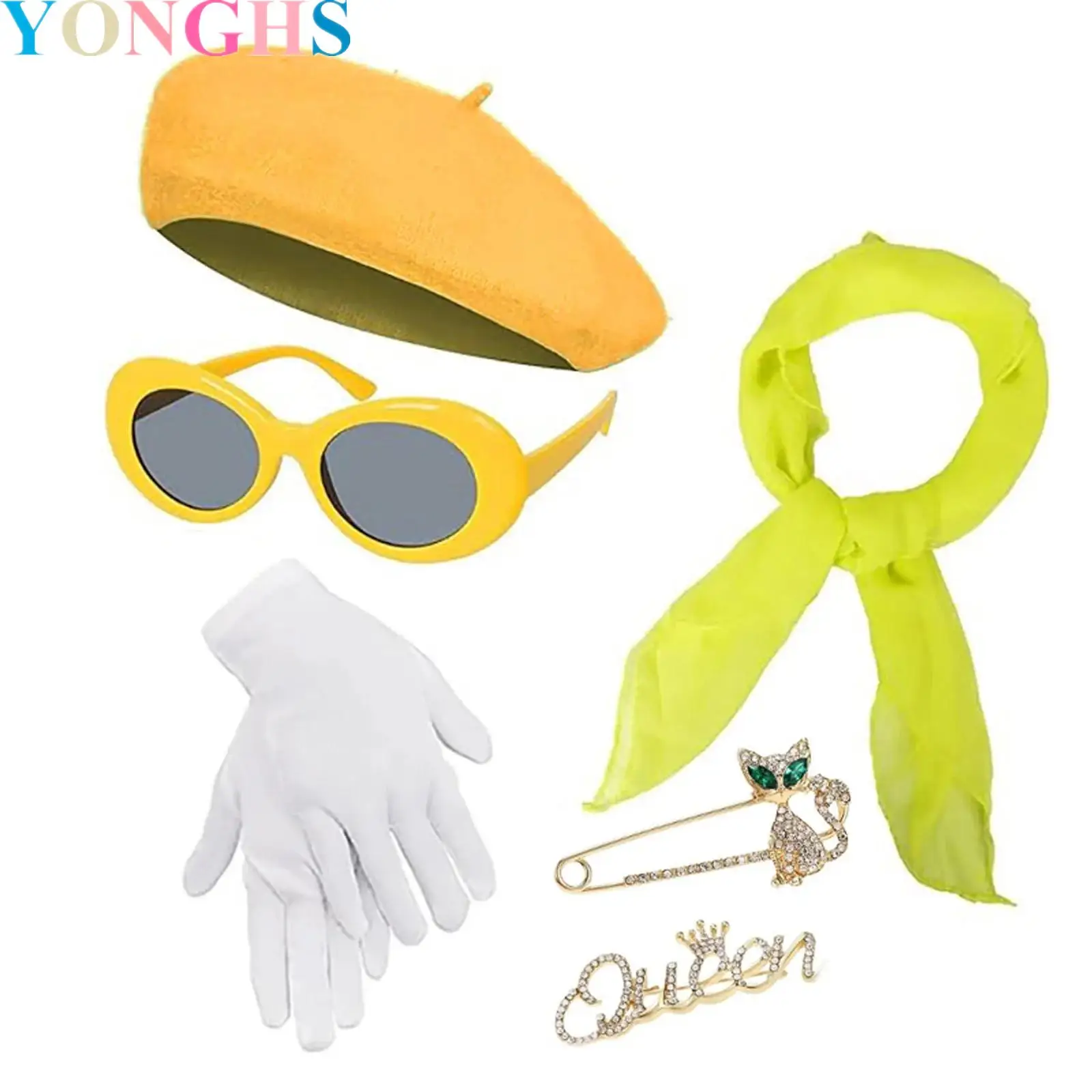 Women Fancy Dress Set for Beret Sunglasses Scarf Gloves 50s Brooches French Artist Costumes Kit
Women Fancy Dress Set for Beret Sunglasses Scarf Gloves 50s Brooches French Artist Costumes Kit