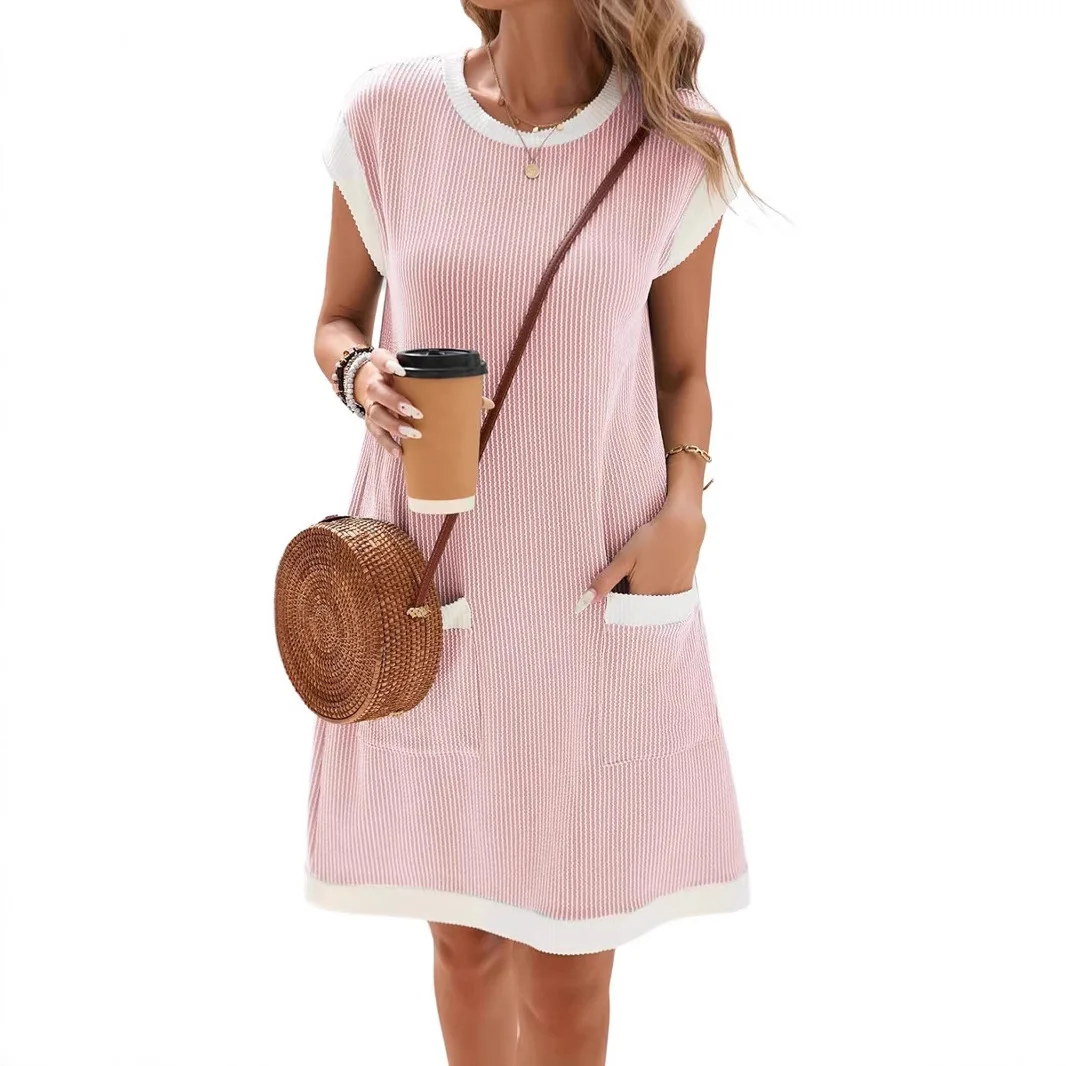 Women's Casual Summer Dress Rib Knit Matching Color Round Neck Cover Sleeve Soft Dress
Women's Casual Summer Dress Rib Knit Matching Color Round Neck Cover Sleeve Soft Dress