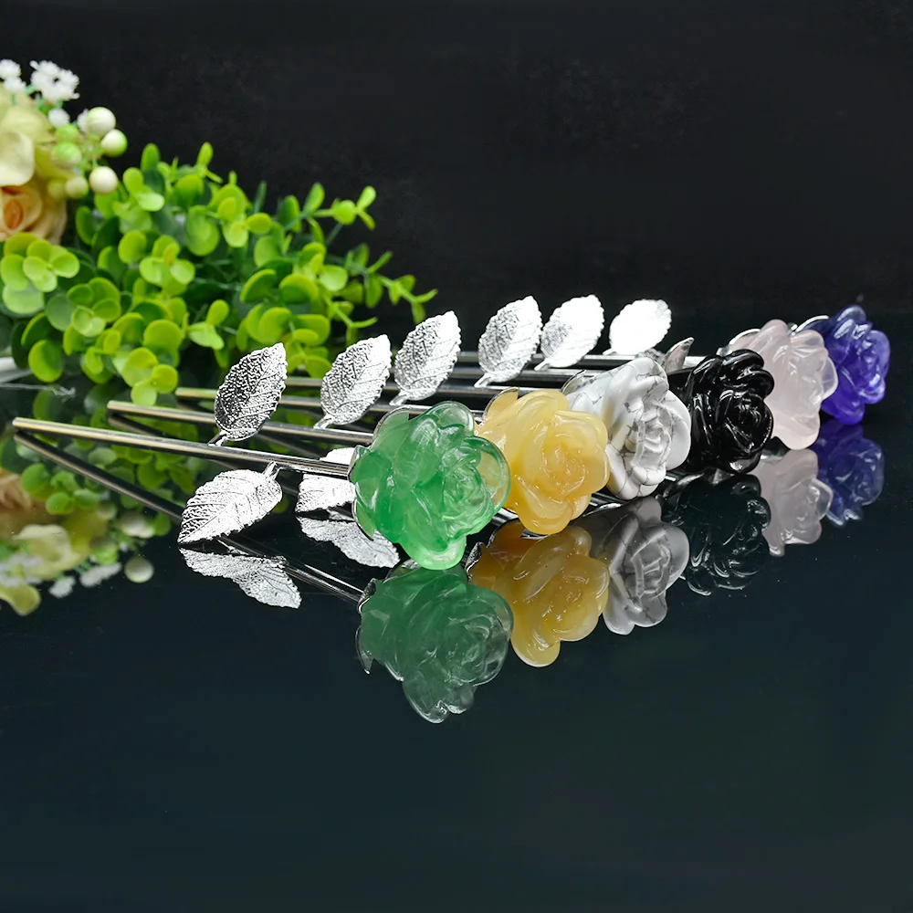 Rose Flower Figurines Natural Amethyst Crystal Rose Statue Eternal Flower Stone Crafts Carving Valentine's Day
Rose Flower Figurines Natural Amethyst Crystal Rose Statue Eternal Flower Stone Crafts Carving Valentine's Day