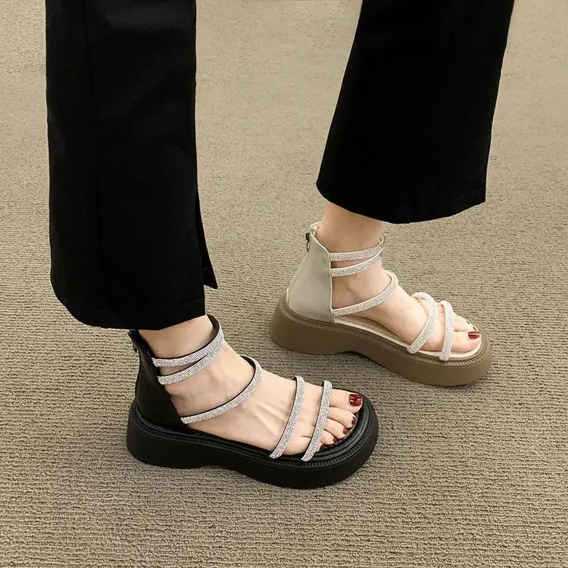 Summer Rhinestones Ladies Shoes Platform Footwear Zip Sandals for Women with Medium Heels Diamond Daily Shoe Comfort Casual W977
Summer Rhinestones Ladies Shoes Platform Footwear Zip Sandals for Women with Medium Heels Diamond Daily Shoe Comfort Casual W977