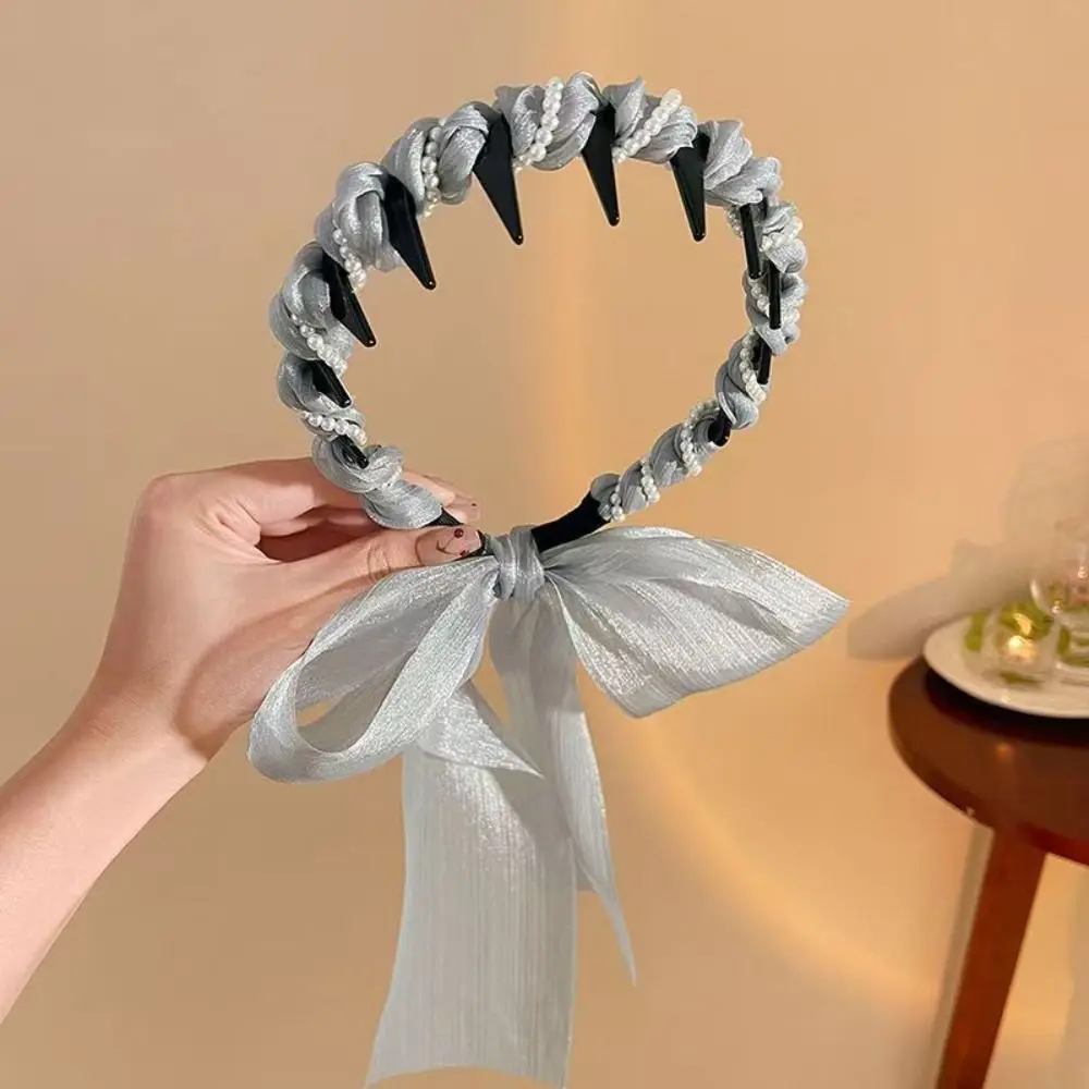 U-образные атласные тканевые ленты для волос, регулируемый высокий головной убор, плетеные повязки на голову с бантом, зубная расческа, нескользящая повязка для волос с жемчугом
U-образные атласные тканевые ленты для волос, регулируемый высокий головной убор, плетеные повязки на голову с бантом, зубная расческа, нескользящая повязка для волос с жемчугом