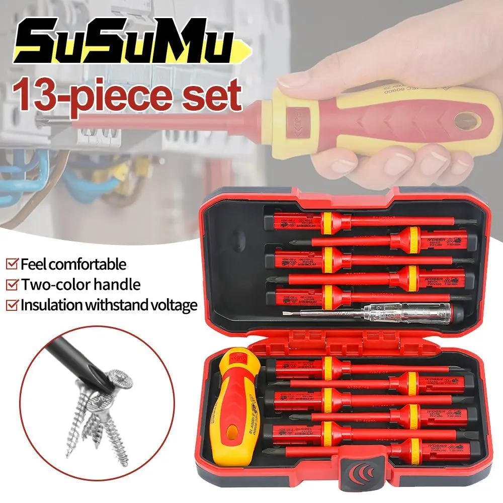 13 in one maintenance combination electrician anti electric insulation screwdriver set with a plum blossom cross and straight le
13 in one maintenance combination electrician anti electric insulation screwdriver set with a plum blossom cross and straight le