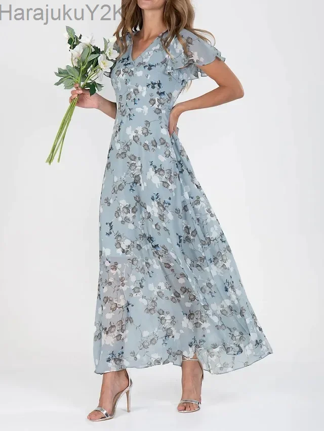 Female Vintage Floral Printing Chic Dress Women Summer Elegant V Neck Maxi Party Dresses Casual Chiffon Beach Long Dress Vestido
Female Vintage Floral Printing Chic Dress Women Summer Elegant V Neck Maxi Party Dresses Casual Chiffon Beach Long Dress Vestido