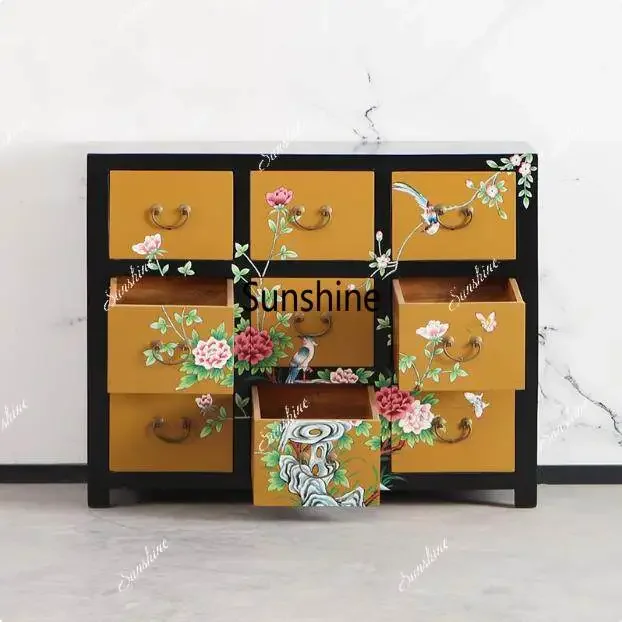 Retro solid wood bedroom drawer storage cabinet living room simple locker
Retro solid wood bedroom drawer storage cabinet living room simple locker