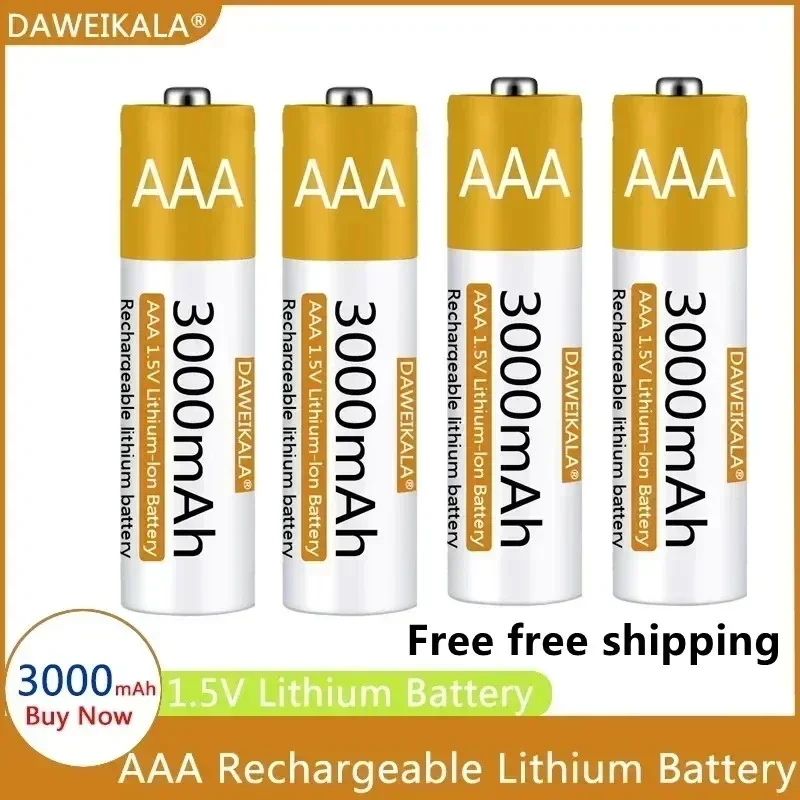 Литий-ионный аккумулятор AAA, аккумулятор 1,5 В, AA, 3000 мАч, для пульта дистанционного управления, мыши, небольшого вентилятора, электрических игрушек
Литий-ионный аккумулятор AAA, аккумулятор 1,5 В, AA, 3000 мАч, для пульта дистанционного управления, мыши, небольшого вентилятора, электрических игрушек