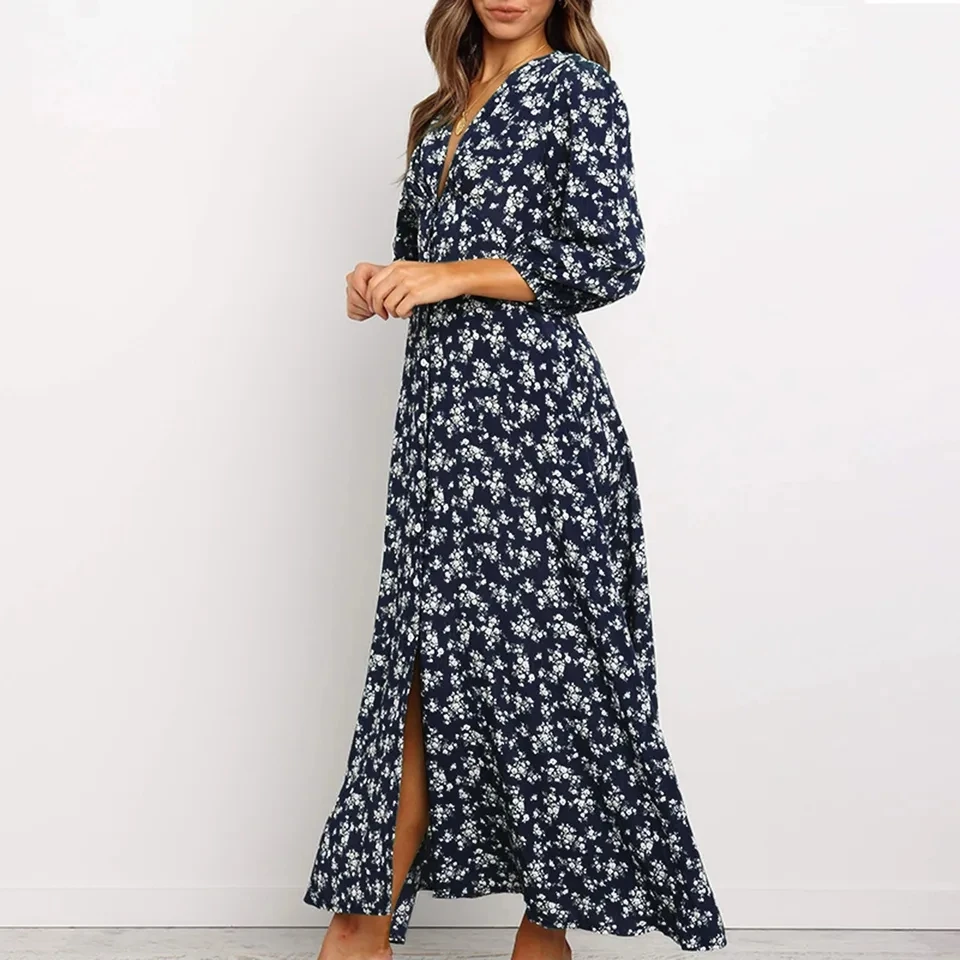 Women's Summer Bohemian Floral Print Maxi Dress V-Neck Long Sleeve High Waist Sundress Holiday Beach Dresses Vestido Feminino
Women's Summer Bohemian Floral Print Maxi Dress V-Neck Long Sleeve High Waist Sundress Holiday Beach Dresses Vestido Feminino
