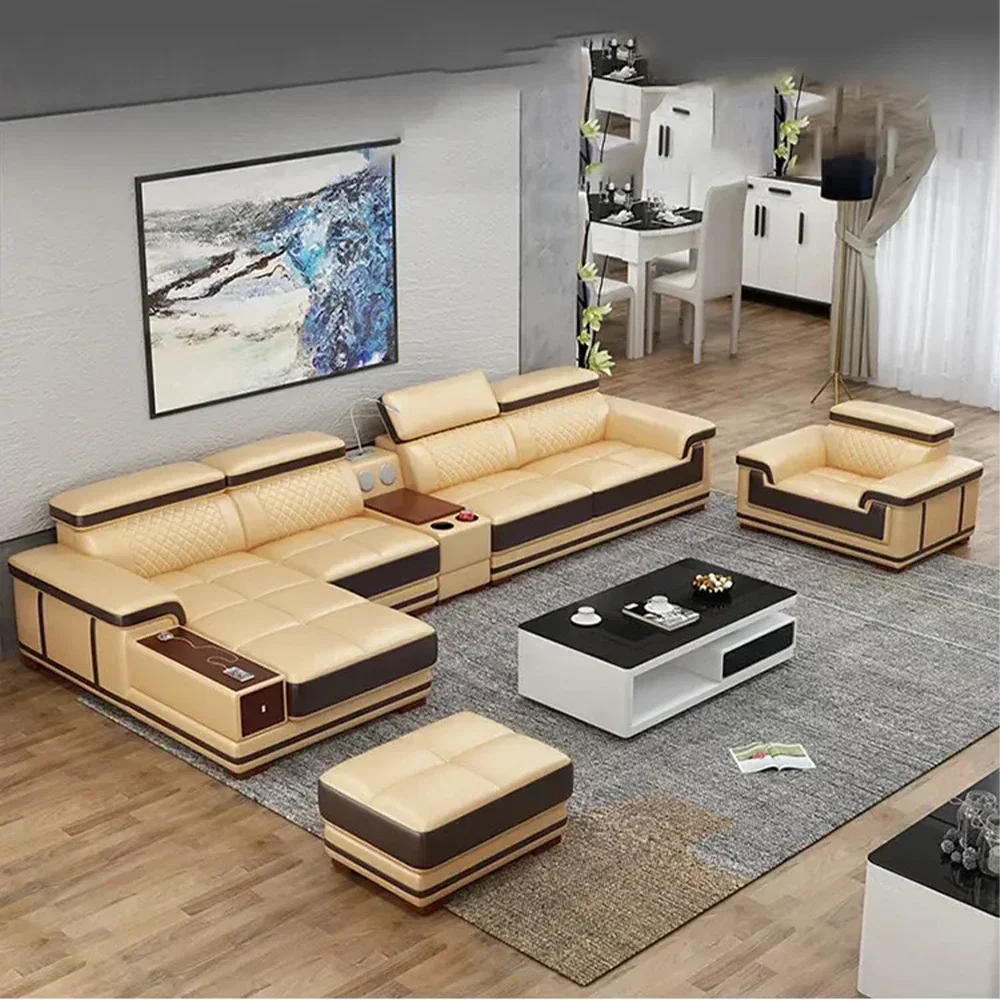 Elegant Living Room Sofas - MINGDIBAO Italian Genuine Leather Sectional Sofa Set with Adjustable Headrests and Bluetooth Speaker
Elegant Living Room Sofas - MINGDIBAO Italian Genuine Leather Sectional Sofa Set with Adjustable Headrests and Bluetooth Speaker