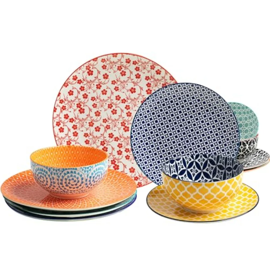 12 Pieces Ceramic Dinnerware Sets Porcelain Round Dinner Set for 4 Microwave and Dishwasher Safe Plates and Bowls Dishes Sets K
12 Pieces Ceramic Dinnerware Sets Porcelain Round Dinner Set for 4 Microwave and Dishwasher Safe Plates and Bowls Dishes Sets K