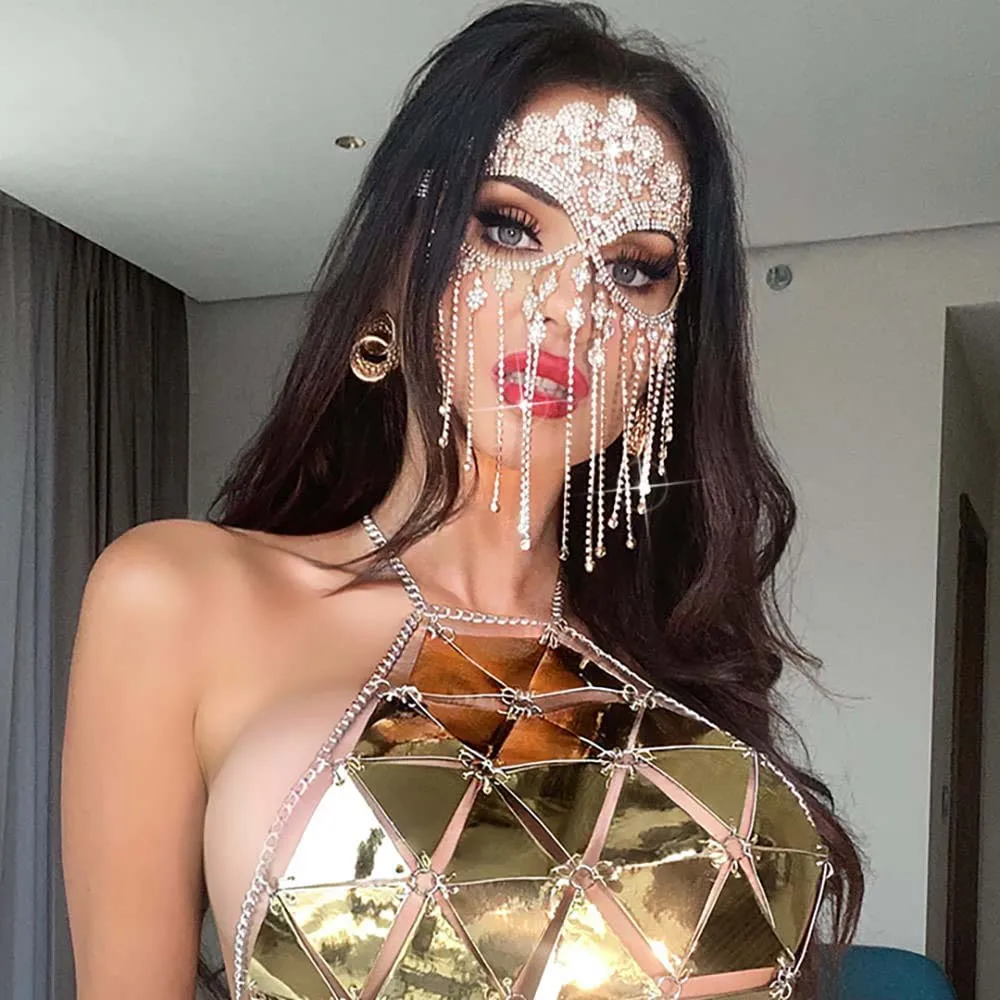New Tassel Veil Masks Women Headwear Rhinestone Chains Face Mask Masquerade Dance Party Costume Sexy Face Accessories Jewelry
New Tassel Veil Masks Women Headwear Rhinestone Chains Face Mask Masquerade Dance Party Costume Sexy Face Accessories Jewelry