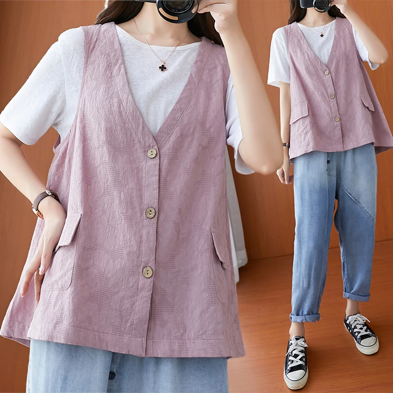 Retro Artistic Loose V-Ne Cotton Linen Embroidered Jaet Casual Versatile Thin Women's Vest Summer New Arrival
Retro Artistic Loose V-Ne Cotton Linen Embroidered Jaet Casual Versatile Thin Women's Vest Summer New Arrival