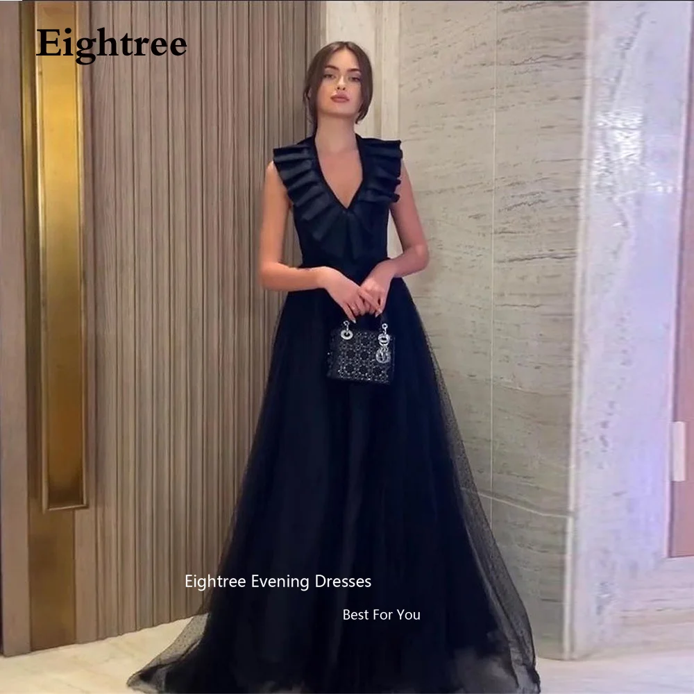 Eightree Modern Prom Dresses Black Tulle Backless Long A Line Formal Occasion Dresses Elegant Party Dresses For Women 2023
Eightree Modern Prom Dresses Black Tulle Backless Long A Line Formal Occasion Dresses Elegant Party Dresses For Women 2023