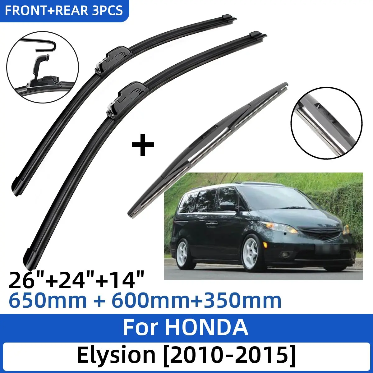 3PCS For HONDA Elysion 2010-2015 26"+24"+14" Front Rear Wiper Blades Windshield Windscreen Window Cutter Accessories 2014 2015
3PCS For HONDA Elysion 2010-2015 26"+24"+14" Front Rear Wiper Blades Windshield Windscreen Window Cutter Accessories 2014 2015
