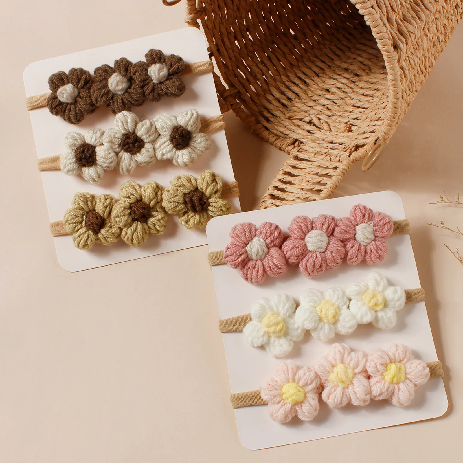 3pcs/set Handmade Knitted Flower Nylon Headband Set Newborn Hair Accessories Baby Girl Crochet Floral Headbands Elastic Hairband
3pcs/set Handmade Knitted Flower Nylon Headband Set Newborn Hair Accessories Baby Girl Crochet Floral Headbands Elastic Hairband