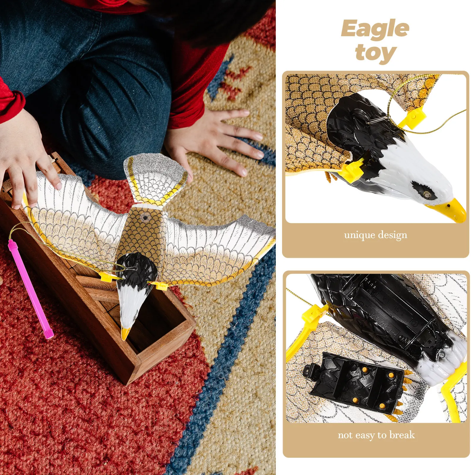 Electric Suspension High Quality ABS Hanging Bird with Realistic Flapping Wings 360 Degree Glowing Eyes
Electric Suspension High Quality ABS Hanging Bird with Realistic Flapping Wings 360 Degree Glowing Eyes
