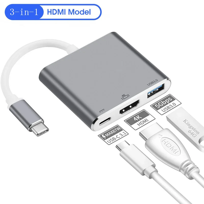 3 in 1 Docking Stations Type-C to HDMI 4K USB3.0 Support Handheld/Laptop/Mobile phone/tablet Multi Port Converter
3 in 1 Docking Stations Type-C to HDMI 4K USB3.0 Support Handheld/Laptop/Mobile phone/tablet Multi Port Converter