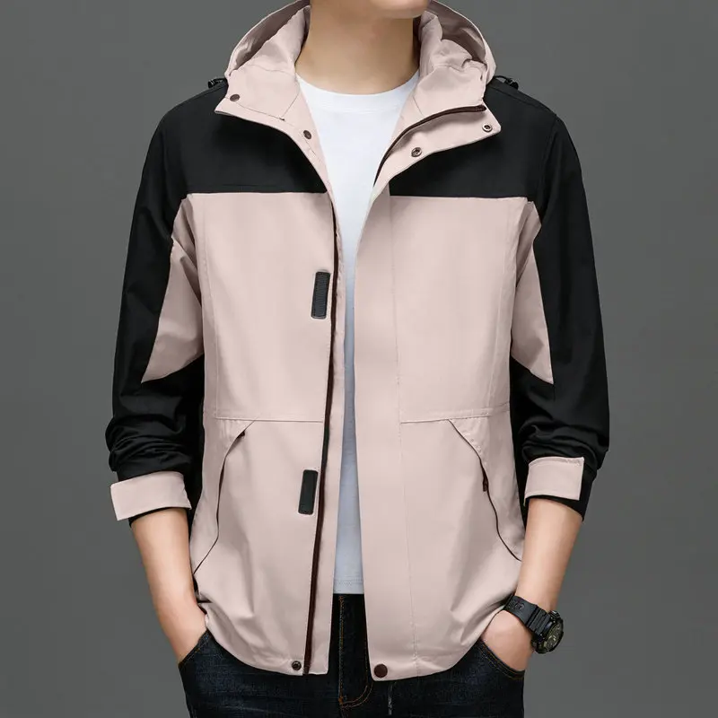 Men Hooded Casual Jacket with Magic Tape Sleeves & Full-Zip Front 6 Colors Beige/Blue/Black/Pink/Green/Lavender Coat Outerdoor
Men Hooded Casual Jacket with Magic Tape Sleeves & Full-Zip Front 6 Colors Beige/Blue/Black/Pink/Green/Lavender Coat Outerdoor