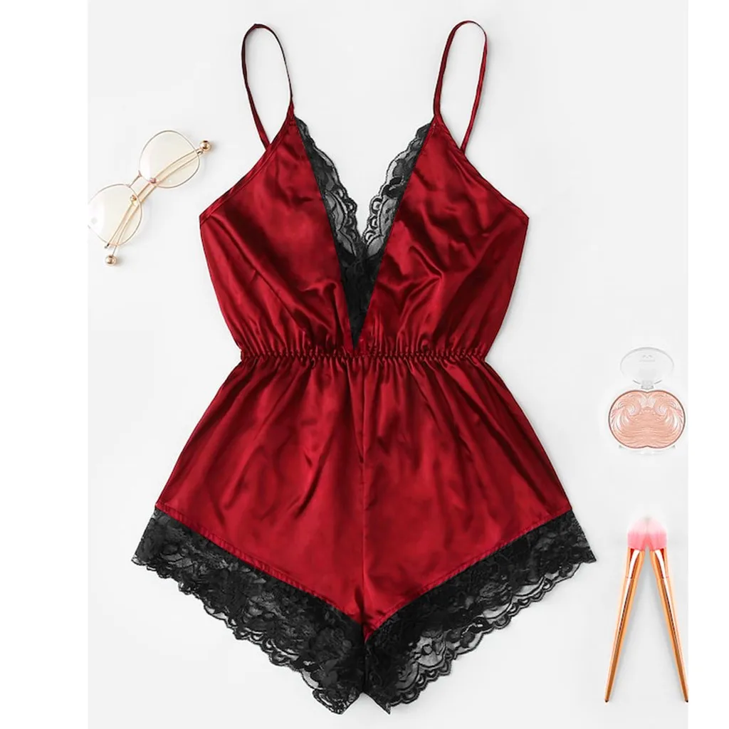 Women Sexy Lingerie Pijamas V-Neck Lace Stitching Bodysuit Sleepwear Solid Onesies Nightwear Lingerie Nightie Ropa Mujer
Women Sexy Lingerie Pijamas V-Neck Lace Stitching Bodysuit Sleepwear Solid Onesies Nightwear Lingerie Nightie Ropa Mujer