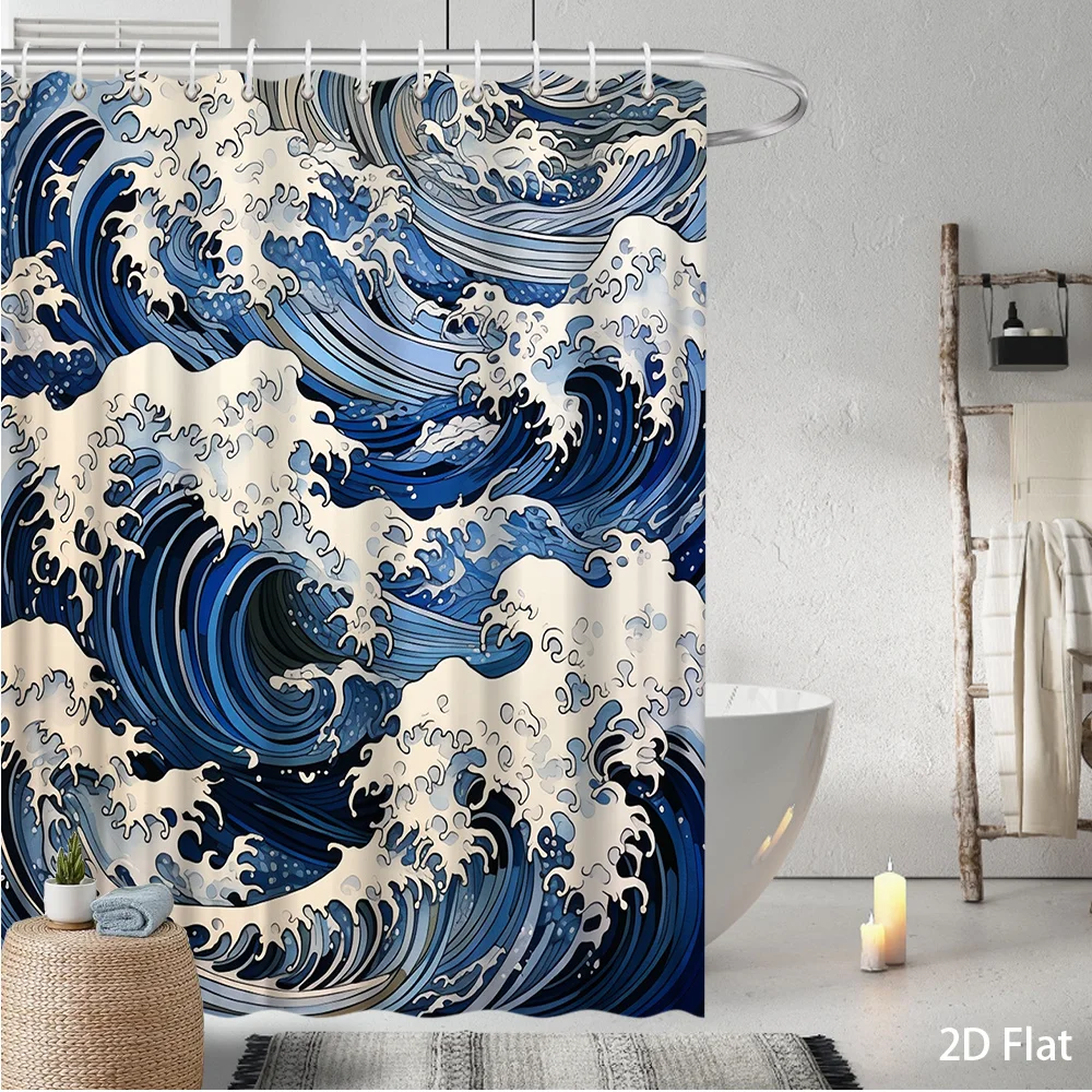 Great Wave Shower Curtain – Hokusai Art, Blue White Ocean Wave, 2D Flat Print, Polyester, Grommet Top, 71x71 inch
Great Wave Shower Curtain – Hokusai Art, Blue White Ocean Wave, 2D Flat Print, Polyester, Grommet Top, 71x71 inch