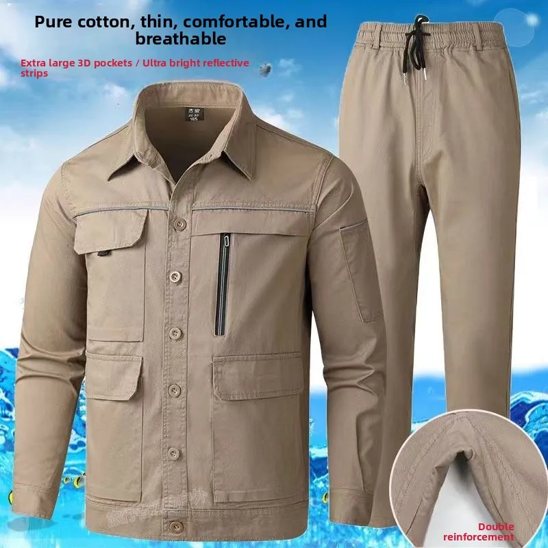Summer Thin Pure Cotton Work Uniform Set Breathable Sweat Absorbent Wear Resistant Welder Labor Protection Long Sleeve Workwear
Summer Thin Pure Cotton Work Uniform Set Breathable Sweat Absorbent Wear Resistant Welder Labor Protection Long Sleeve Workwear