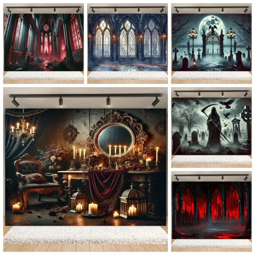 Halloween Black Elegant Gothic Court Style Backdrop Dark Room And Red Sky Photography Background Halloween Party Decoration
Halloween Black Elegant Gothic Court Style Backdrop Dark Room And Red Sky Photography Background Halloween Party Decoration