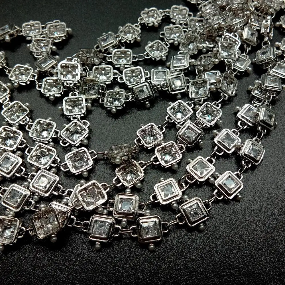 1 Meter 7mm Square Cubic Zircon Chain White Gold Plated Brass Chain DIY Jewelry Making
1 Meter 7mm Square Cubic Zircon Chain White Gold Plated Brass Chain DIY Jewelry Making