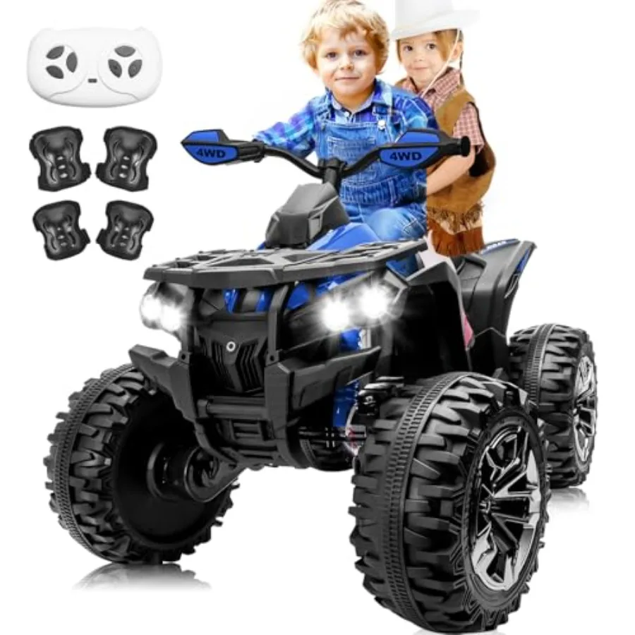 ATV 4 Wheeler for outdoor play, durable plastic body, blue color, 24V 4WD with 800W motor, 9AH battery, Bluetooth music, LED li
ATV 4 Wheeler for outdoor play, durable plastic body, blue color, 24V 4WD with 800W motor, 9AH battery, Bluetooth music, LED li