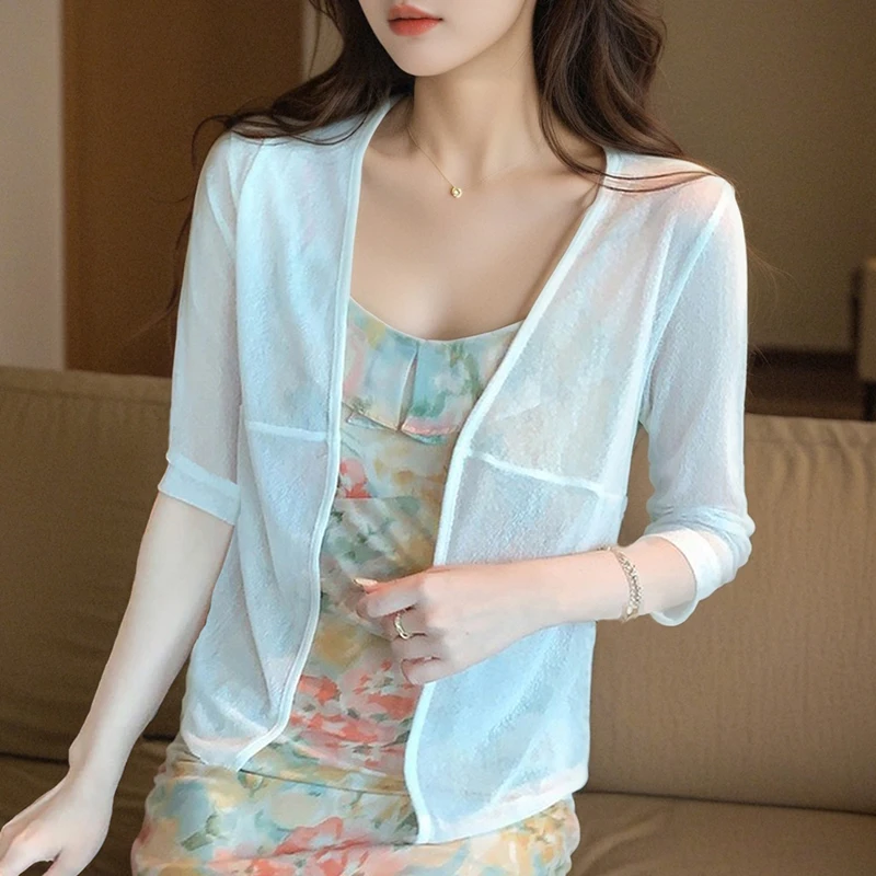 2025 Summer Casual Black Sunscreen Shirt Shawl Women Shirt White Chiffon Shirts Blouse Women Tops Camisas De Mujer Blusas N561
2025 Summer Casual Black Sunscreen Shirt Shawl Women Shirt White Chiffon Shirts Blouse Women Tops Camisas De Mujer Blusas N561