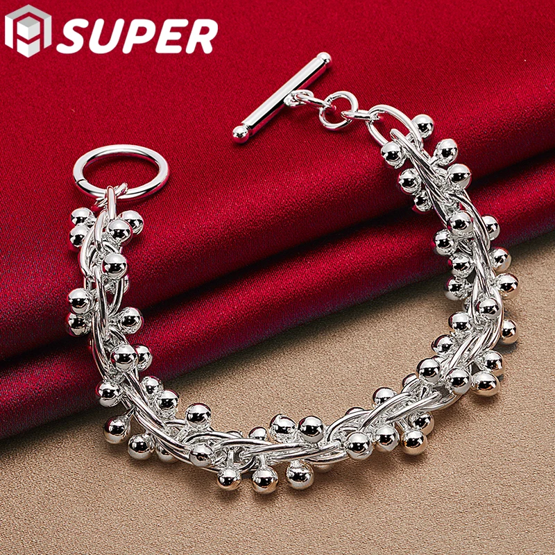 925 Sterling Silver Smooth Grape Bead Bracelet Chain For Woman Man Fashion Charm Wedding Engagement Party Jewelry
925 Sterling Silver Smooth Grape Bead Bracelet Chain For Woman Man Fashion Charm Wedding Engagement Party Jewelry