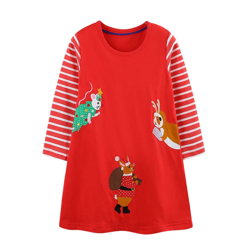 Jumping Meters 2-7T Christmas Red Long Sleeve Animals Embroidery Girls Dresses Autumn Spring Children's Clothes Party Frocks
Jumping Meters 2-7T Christmas Red Long Sleeve Animals Embroidery Girls Dresses Autumn Spring Children's Clothes Party Frocks