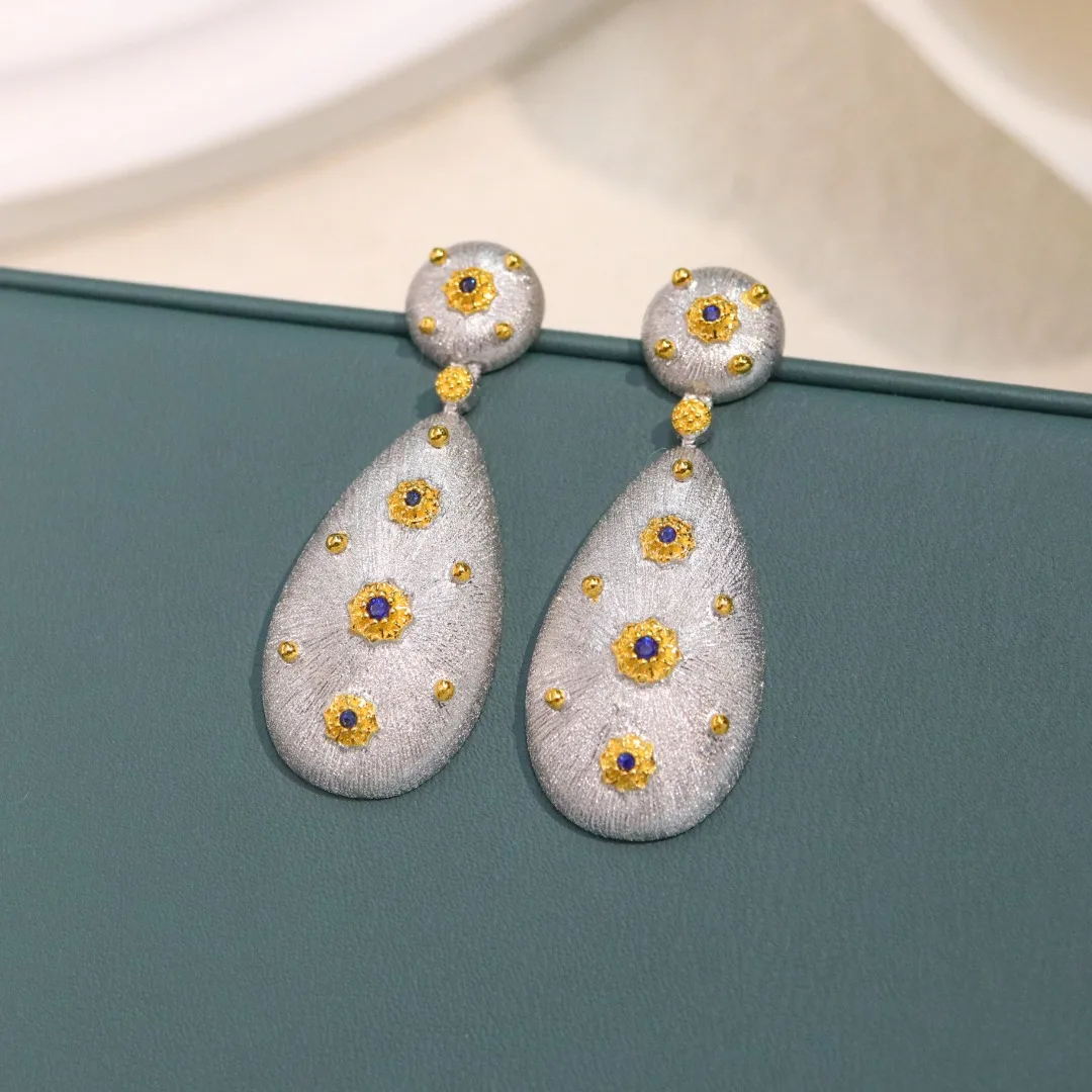 Fine Jewelry Solid 925 Sterling Silver Plated with Thick 18K Gold Blue Sapphire Earrings for Women Fine Presents
Fine Jewelry Solid 925 Sterling Silver Plated with Thick 18K Gold Blue Sapphire Earrings for Women Fine Presents
