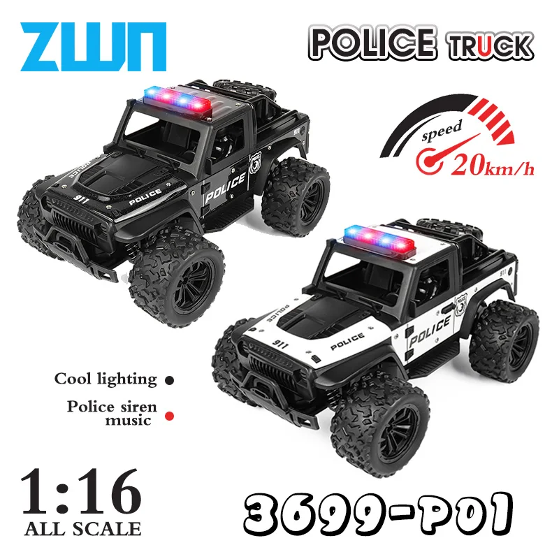 ZWN 1:16 Alloy High Speed Off-Road Police Truck RC Car with Music Sound and LED Lights Outdoor Toy 2.4G Remote Control Cars
ZWN 1:16 Alloy High Speed Off-Road Police Truck RC Car with Music Sound and LED Lights Outdoor Toy 2.4G Remote Control Cars