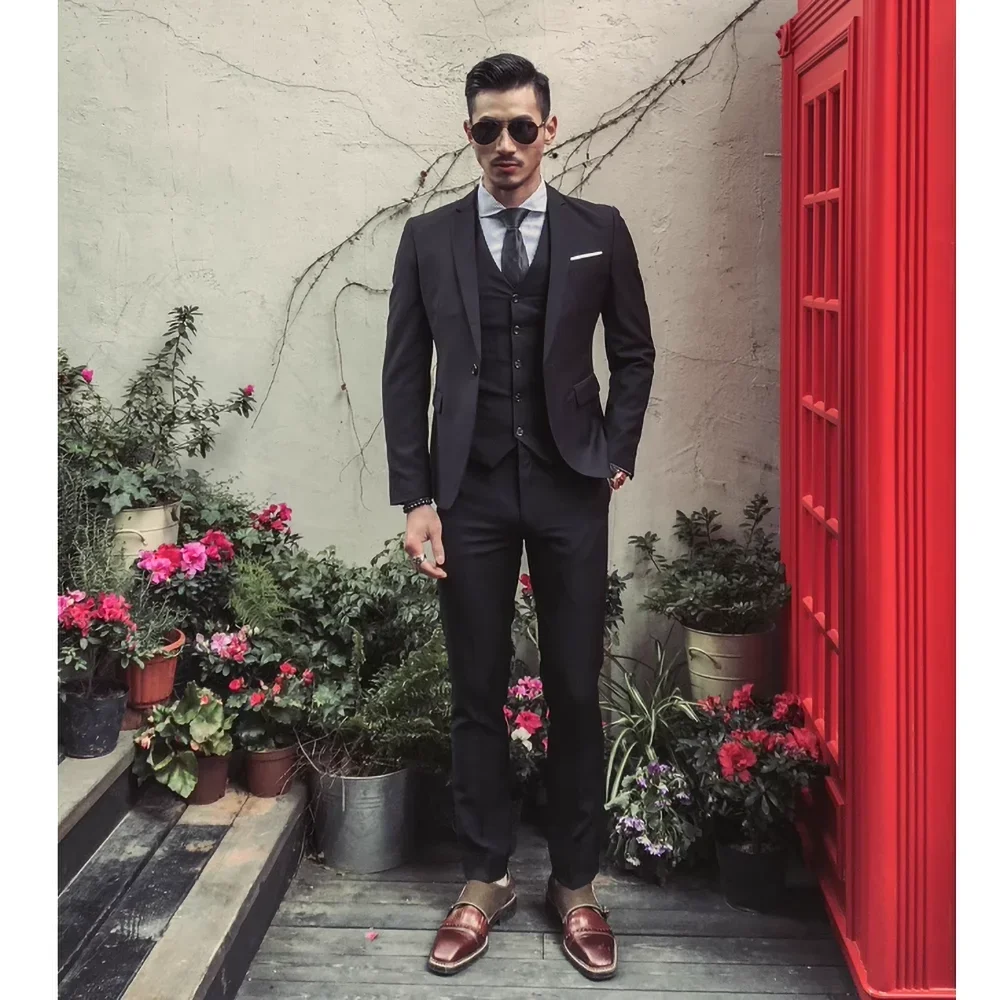 Classic Solid Suits for Men Fashion Business Casual Formal Groom Wedding Tuxedo 3 Piece Male Suit Slim Fit (Blazer+Vest+Pants)
Classic Solid Suits for Men Fashion Business Casual Formal Groom Wedding Tuxedo 3 Piece Male Suit Slim Fit (Blazer+Vest+Pants)