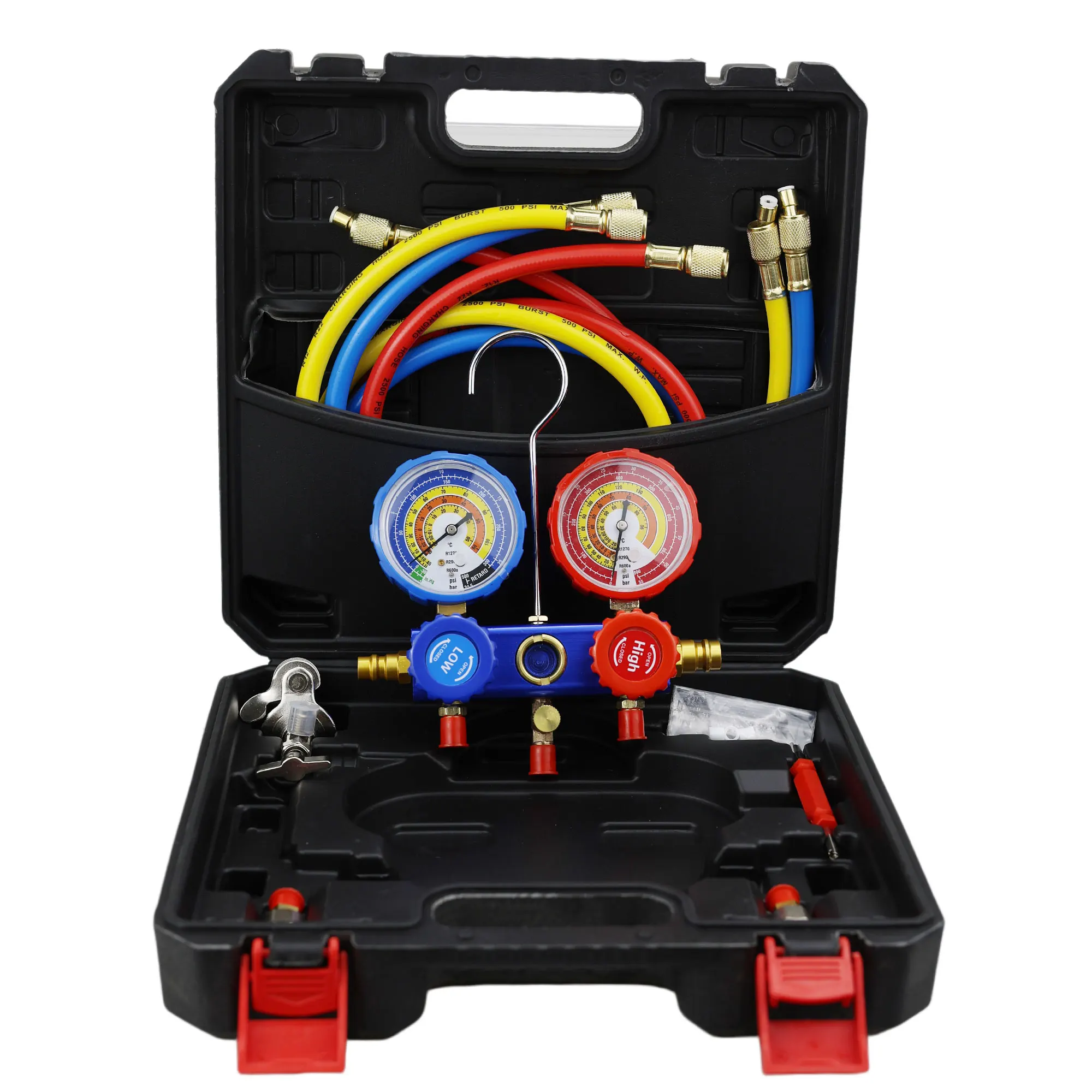 Car Refrigerant Pressure Manifold Gauge Hose Kit (NEW), Compatible with R22 R-410A R-134a R-404A, with Storage Box
Car Refrigerant Pressure Manifold Gauge Hose Kit (NEW), Compatible with R22 R-410A R-134a R-404A, with Storage Box