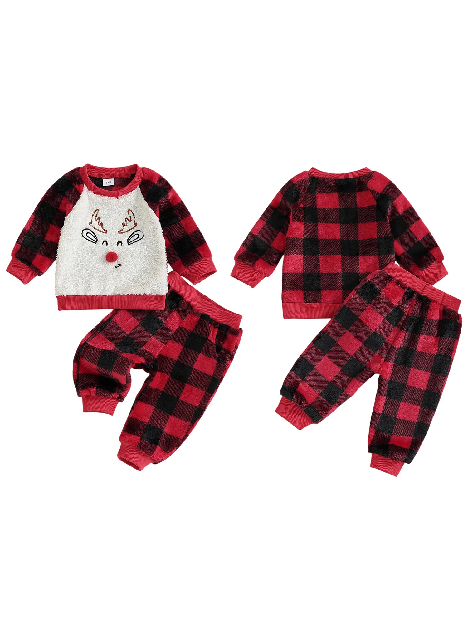 Infant Holiday Reindeer Fleece Sweatshirt and Plaid Pants Set with Elastic Waistband for Christmas Celebration
Infant Holiday Reindeer Fleece Sweatshirt and Plaid Pants Set with Elastic Waistband for Christmas Celebration